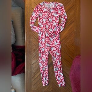 Hello Kitty Red and White Floral Kids One-Piece Footie Pajamas